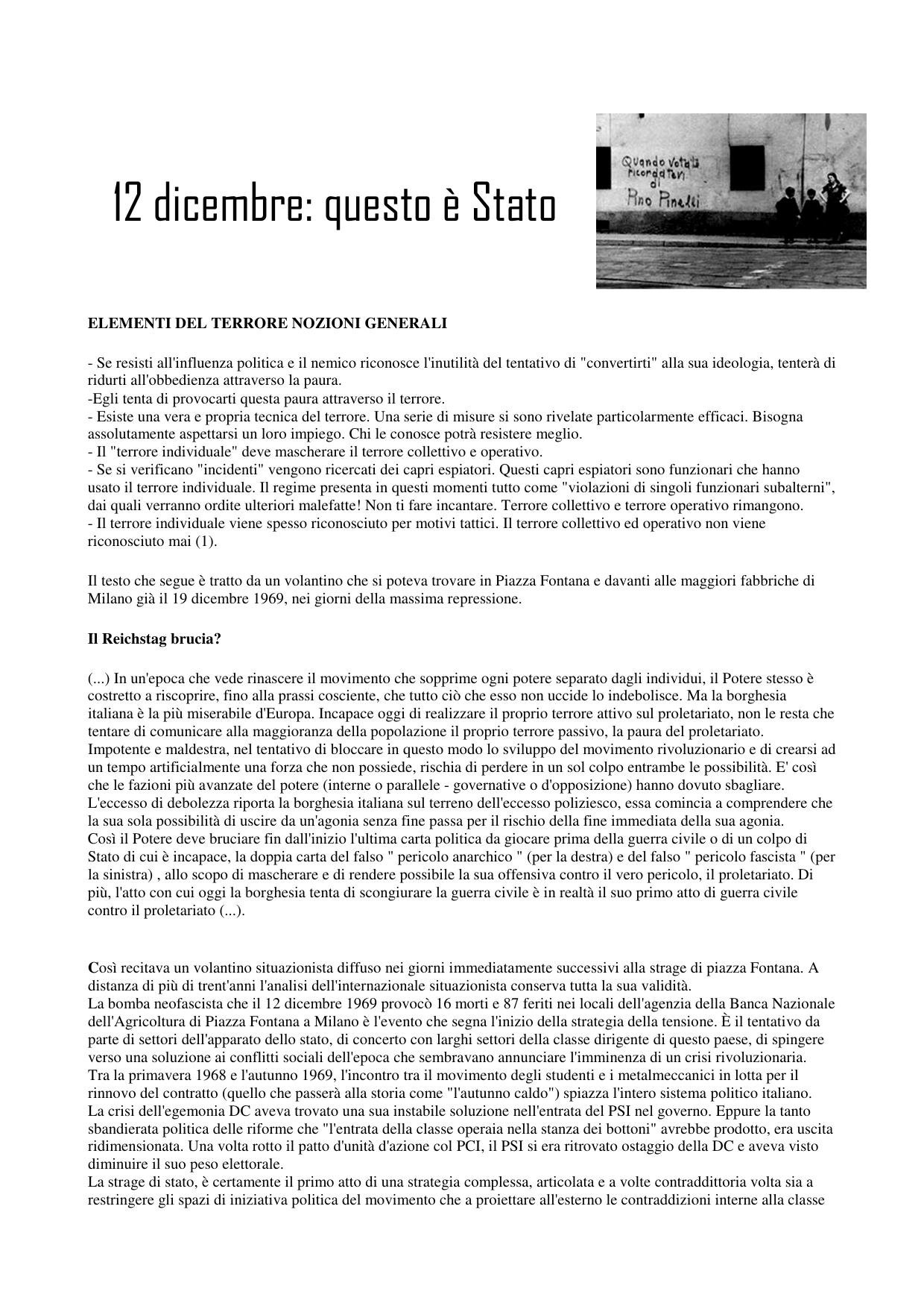 12 dicembre: questo è Stato