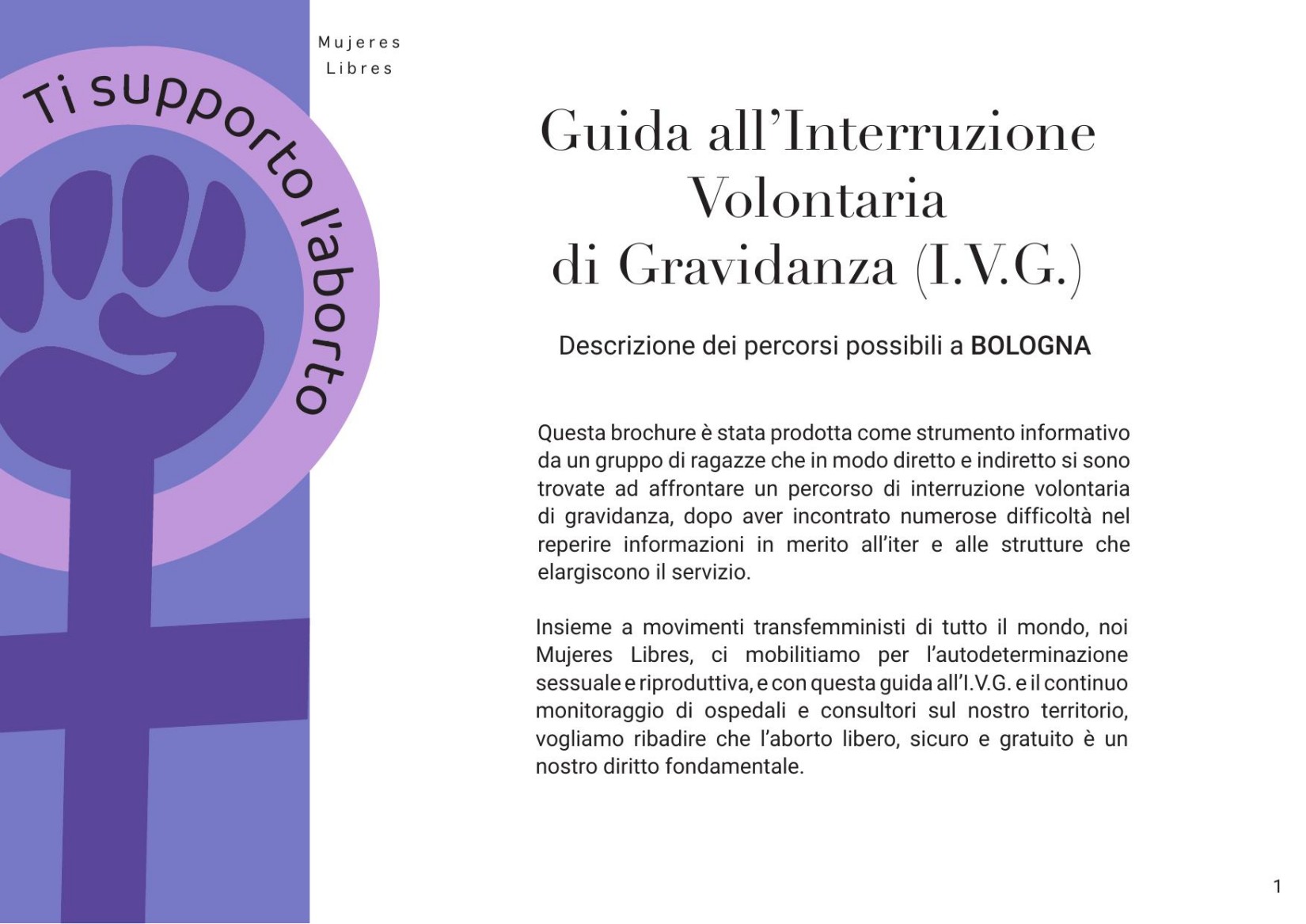 Guida all'interruzione volontaria di gravidanza. Descrizione dei percorsi possibile a Bologna