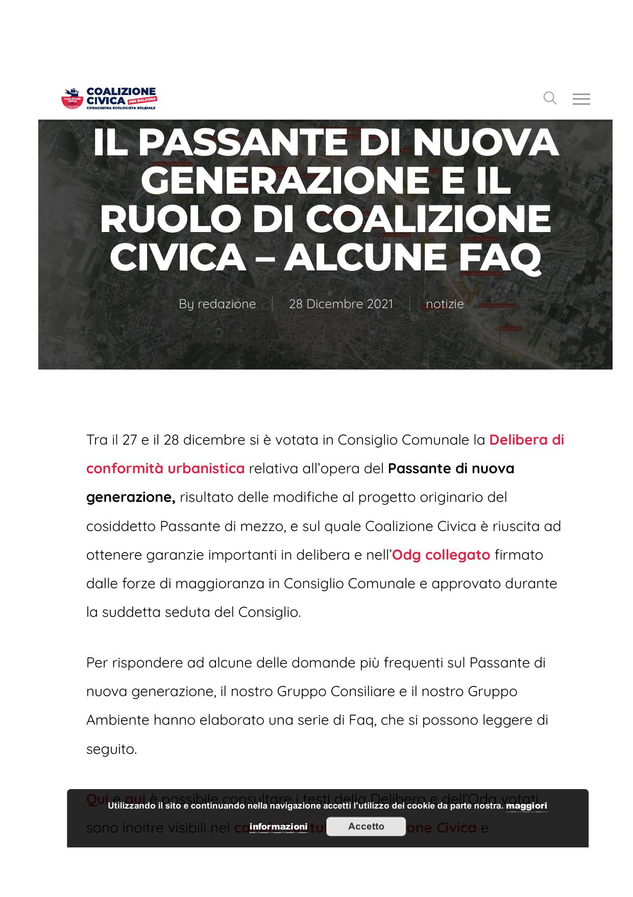 Il passante di nuova generazione e il ruolo di coalizione civica. Alcune FAQ