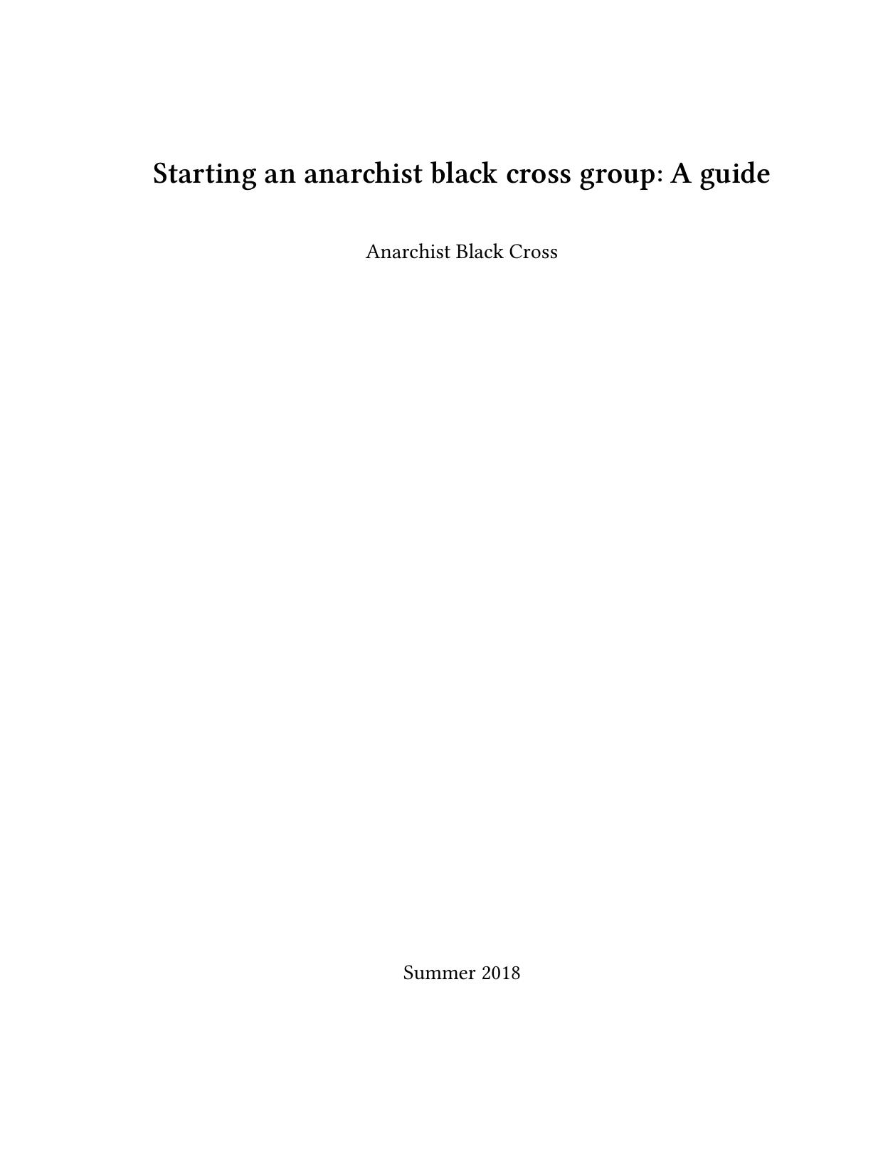 Starting an anarchist black cross group. A guide