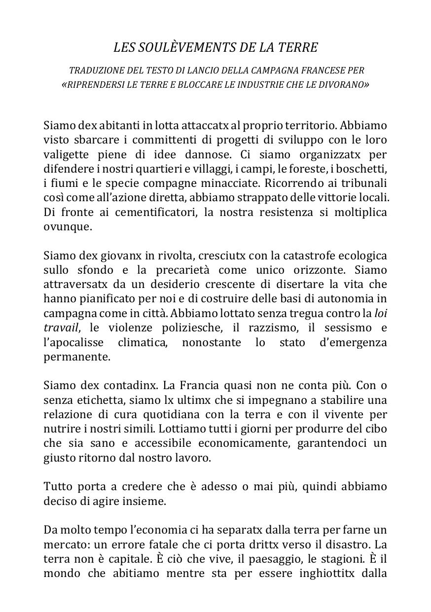 Riprendersi le terre e bloccare le industrie che le divorano