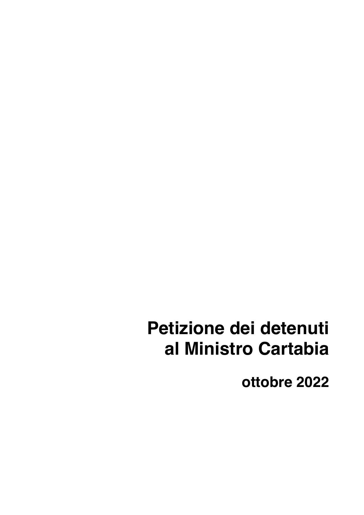 Petizione dei detenuti al Ministro Cartabia