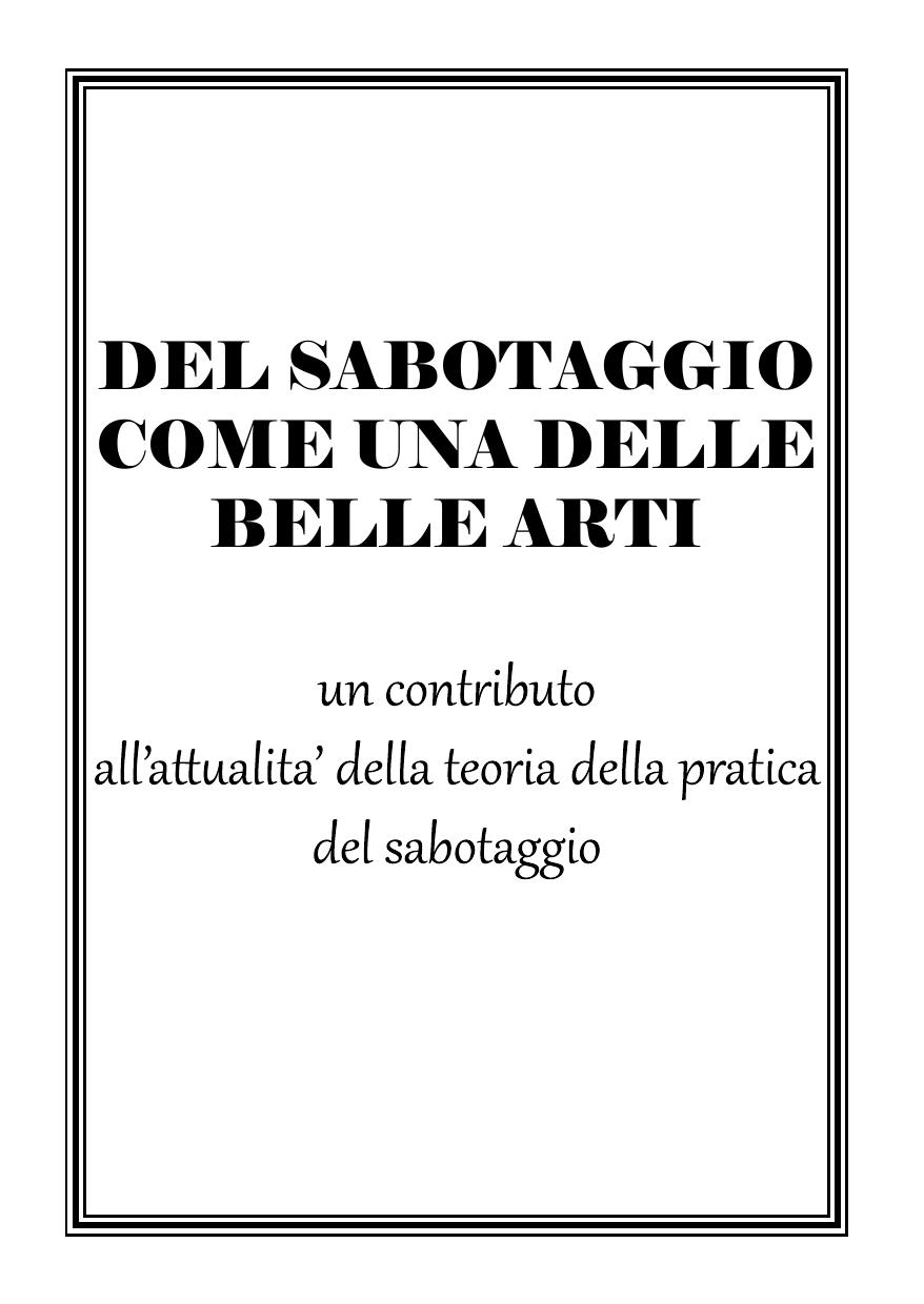 Del sabotaggio come una delle belle arti