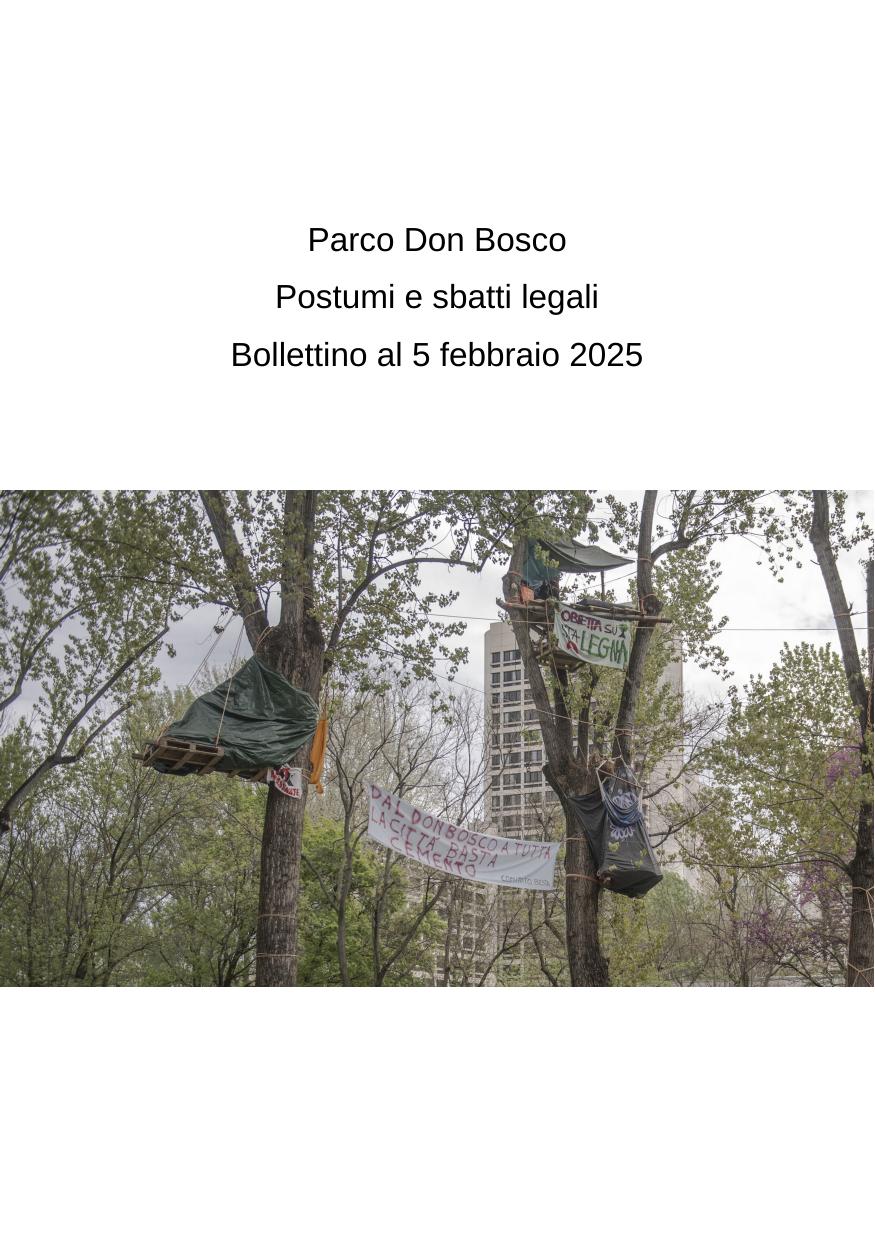 Parco Don Bosco: postumi e sbatti legali. Bollettino al 5 febbraio 2025